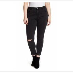 Glamorous curve women's jeans sz 22 high waisted skinny frayed knee ripped black